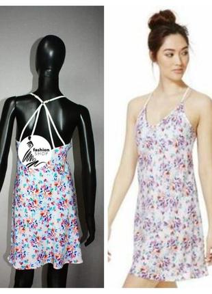 Стильная комбинация ночная рубашка ночная рубашка slip dress цветочный принт переплетения