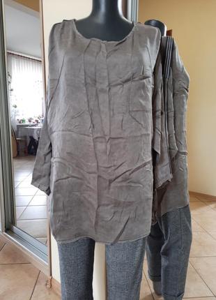 Віскозний з лампасами і однією кишенею блузон великого розміру