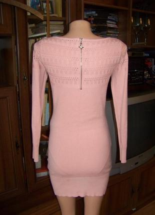 Нежно розовое платье-свитер шерсть плюс кашемир anne ms2 фото