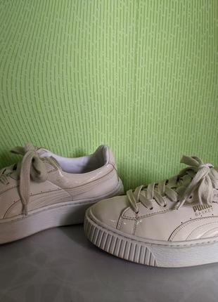 Кроссовки кожаные puma basket platform2 фото