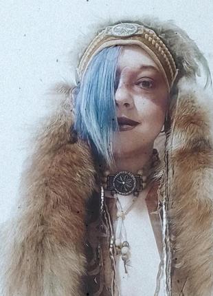 Авторський індіанський головний убір роуч і чокер до нього1 фото