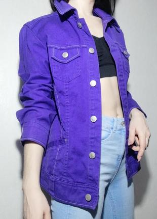 Яскрава фіолетова джинсовці, джинсова куртка6 фото