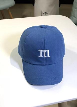 Детская кепка бейсболка m&m's (эмемдемс) с гнутым козырьком синяя, унисекс