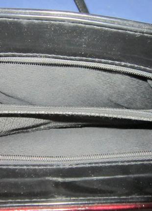 Лаковая сумка paris бордовая черная4 фото