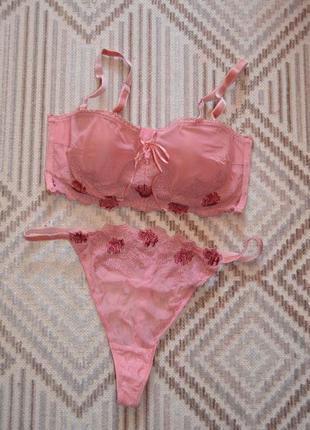 Шикарный винтажно-розовый  комплект от palmers 75в, трусы м