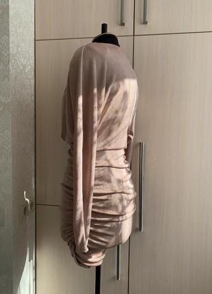 Платье наряное трикотажное мини розовое телесное2 фото