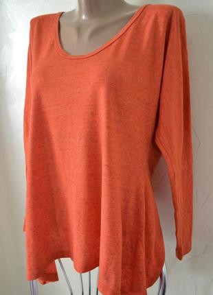 Оранжевая хлопковая блуза из меланжевого трикотажа, р. м