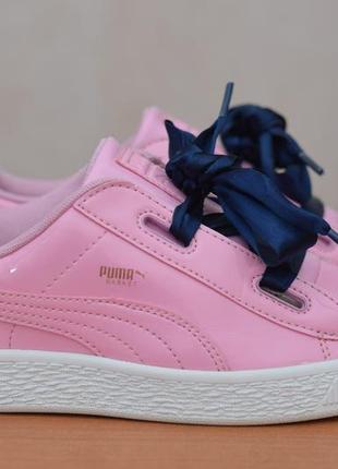 Лакові кеди, кросівки кольору барбі puma basket з стрічками, 35 розмір. оригінал