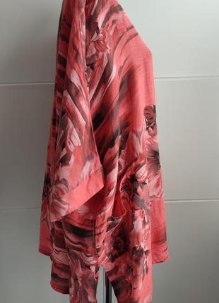 Льняная блуза, туничка  made in italy с принтом красивых цветов3 фото