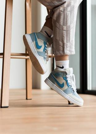 Кросівки air jordan 1 mid mixed textures blue кроссовки9 фото