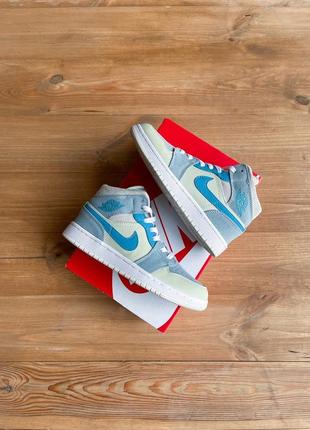 Кросівки air jordan 1 mid mixed textures blue кроссовки2 фото