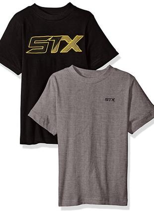 Хлопковая футболка серая, черная и белая stx на мальчика 5-6, 10-12 лет