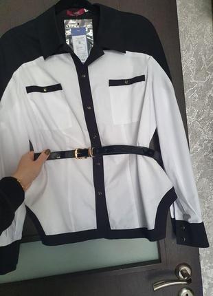 Красивейшая комбинированная белая блузка р-р 40/xl