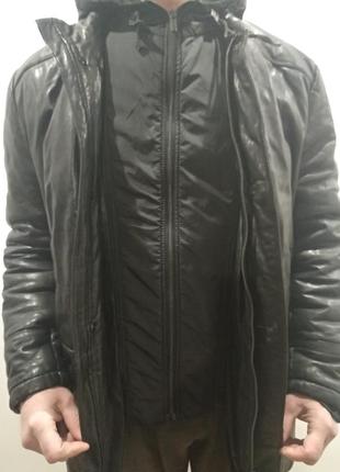 Кожаная зимняя куртка lagerfeld, оригинал.4 фото