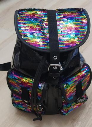 Лакированный рюкзак,паетки smiggle.