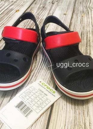 Босоножки кроксы сандалии крокс crocs crocband sandal navy/red2 фото