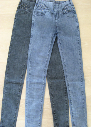 Джеггинсы, джинсы варенки, джинсы деним, джеггинсы с высокой посадкой, р-р 46-525 фото