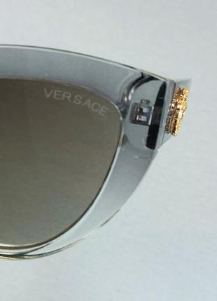 Versace очки кошечки женские солнцезащитные серые с золотом9 фото
