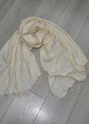 Бежевий кашеміровий шарф, шаль хустка косинка