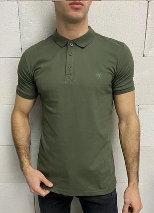 Футболка поло мужская базовая зеленая турция / футболка-поло чоловіча базова зелена