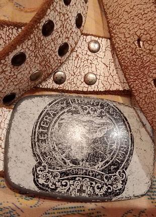 Ремень кожаный франция винтажный стильный бомба длинна 113 см. ширина 3,6 см.