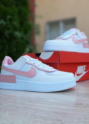 Жіночі кросівки nike air force 1 shadow білі з пудрою / жіночі кросівки найк білі