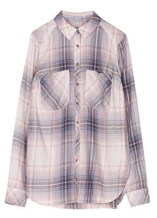Стильна бавовняна сорочка в смужку і клітку сіро-рожеву розпродаж залишків!