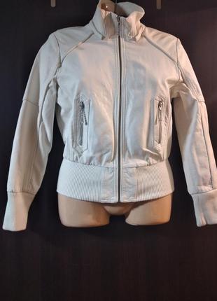 Куртка бамбер біла еко шкіра l