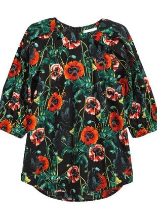 Натуральная блузка в маках