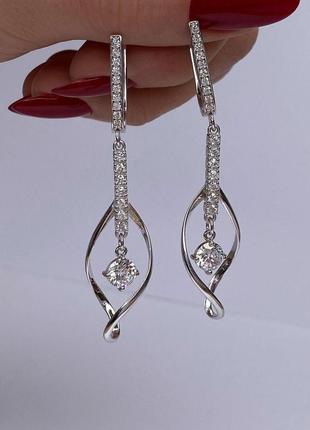 Оригінальні срібні сережки, висюли, 925, срібло