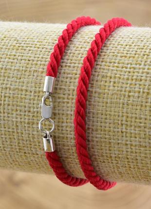 Шнурок шовковий срібло 925 джгутик 4027