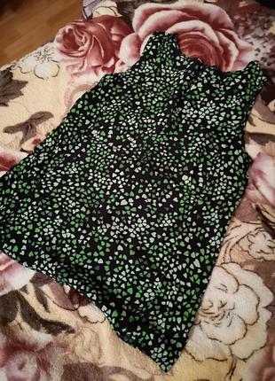 Майка чёрная с зелёными сердцами, блузка, кофта1 фото