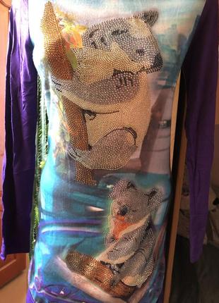 Подовжена кофта туніка зі стразами 2