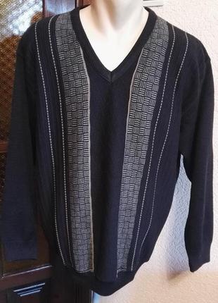 Мужской теплый свитер полушерсть черный,размер l (48-50) от kingston