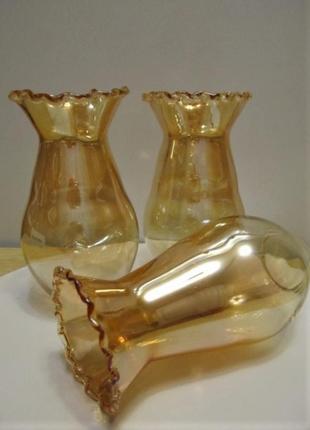 Набір милих перламутрових вазочок з кольорового скла2 фото