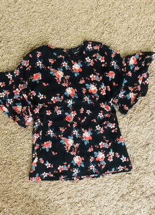 Шифонова блуза ,в квітковий принт,оверсайс