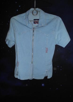 Джинсова сорочка з короткими рукавами