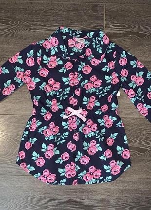 Нарядна рубашка в квіти  на 4, 5 104,110 рост