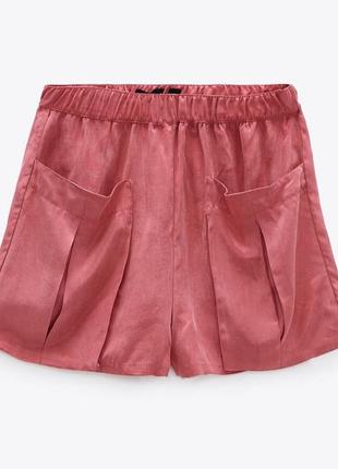 Zara зара оригинал m шортики ягодные лиоцелл шорты шорти2 фото