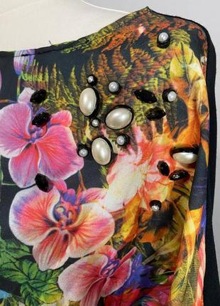 Трикотажная кофта кимоно с украшением  большой размер3 фото