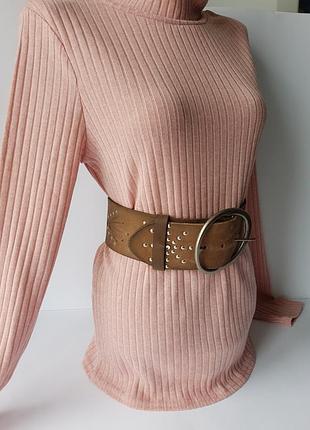 Широкий, мощный пояс, next, инкрустация. натуральная кожа. обхват 79-94 см.