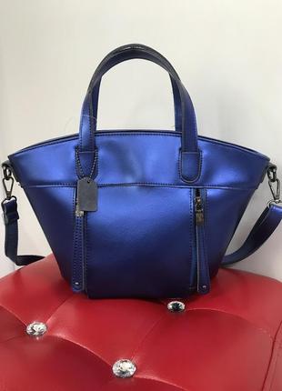 Кожаная сумка сумочка кроссбоди синяя🔥🔥