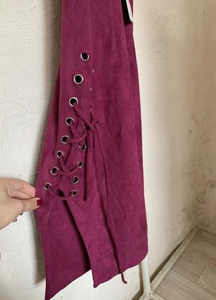 Сиреневое платье замша4 фото