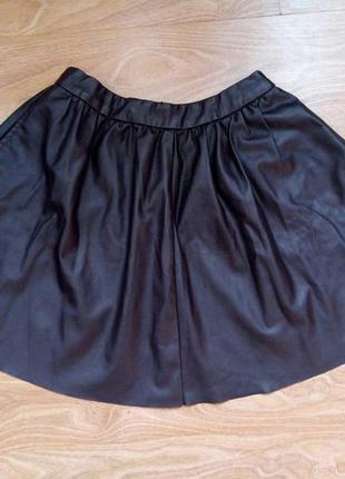 Кожаная коричневая юбка topshop