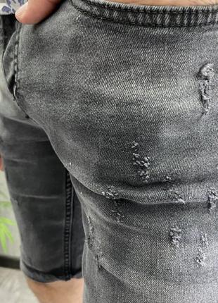 Джинсовые шорты мужские базовые серые турция / джинсові шорти чоловічі базові сірі4 фото