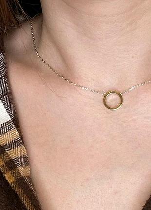 Стильное серебряное колье, минимализм, 925, серебро