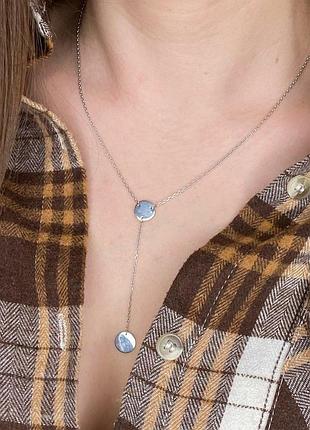 Серебряное колье, монетки, минимализм, 925, серебро