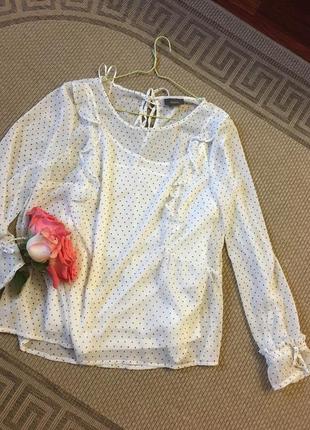 Шикарная блуза с рюшами в мелкий горох бохо6 фото