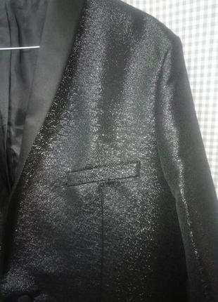 Нарядный праздничный пиджак смокинг блейзер тренч жакет для шоу с блеском люрексом3 фото