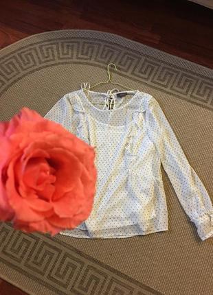 Шикарная блуза с рюшами в мелкий горох бохо7 фото
